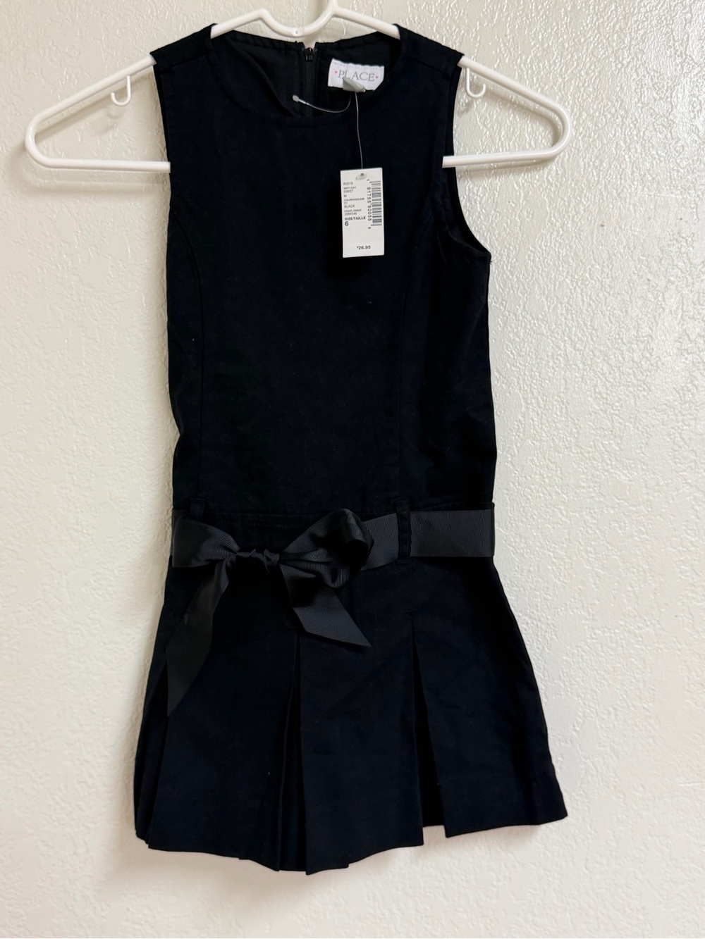The Children's Place Black Sleeveless Bow-Accent Pleated Dress